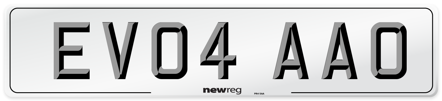 EV04 AAO Number Plate from New Reg